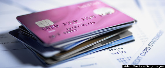 Close up of stack of credit cards