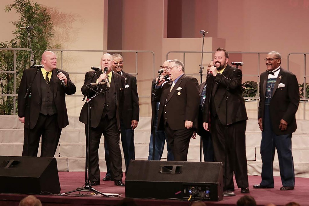 Fairfield Four and Crossroads belt out the soulful gospel tune “Roll Jordan Roll” in front of a sold-out Greater Grace Church.